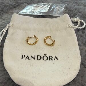 Pandora Gold Hoop Earrings new in silver 925